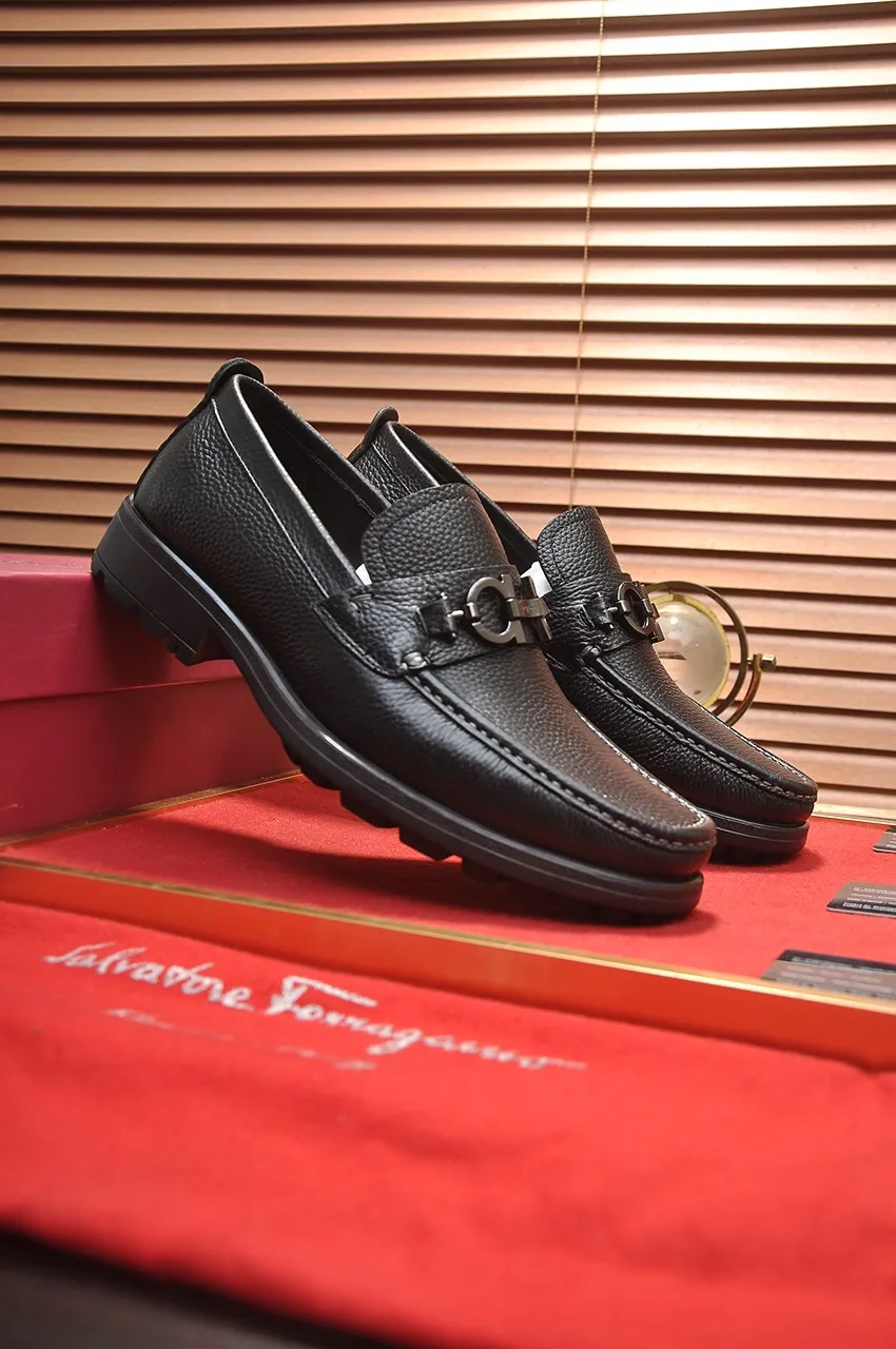 Men's shoes 💰500💶[Ferragamo/Ferragamo] The latest model in the counter. Original imported open-sided high-quality cowhide hand-woven + imported 🐂 cowhide + original luxury metal buckle + original combination outsole. Comparison without pressure 38--44🎉